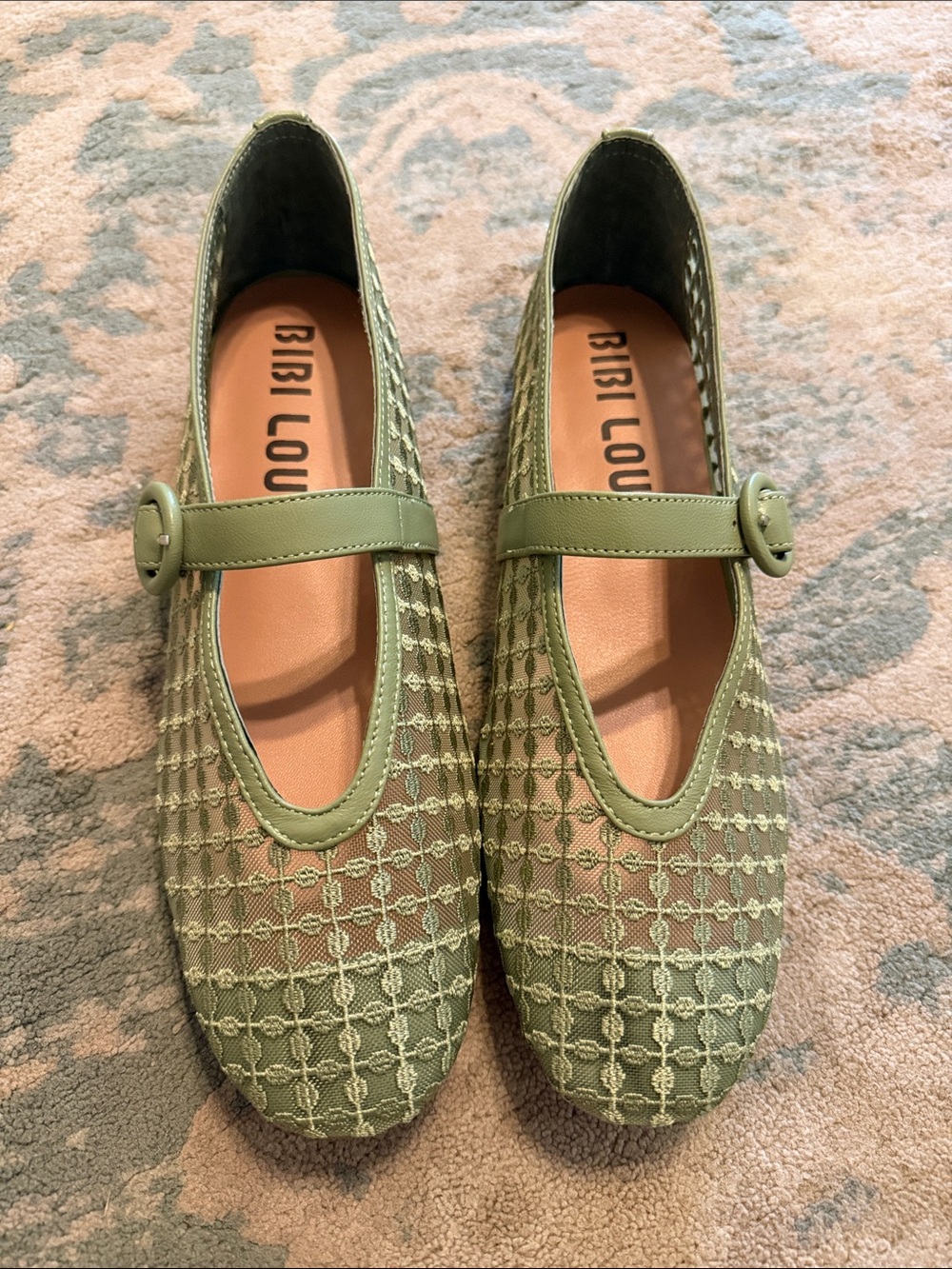 Bibi Lou Olive Green Mary Jane Flats